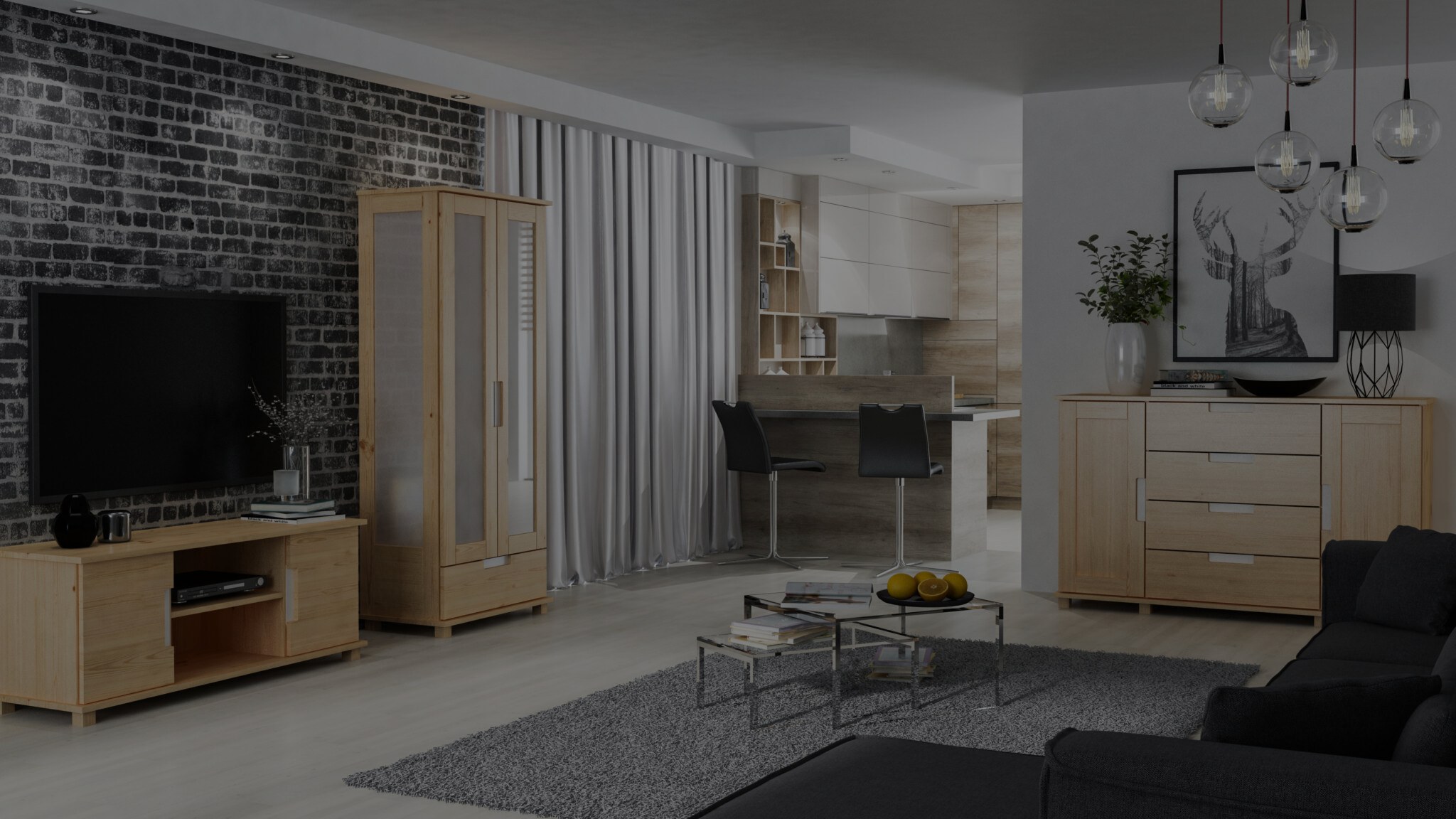 legna aranżacja salon ecobeds