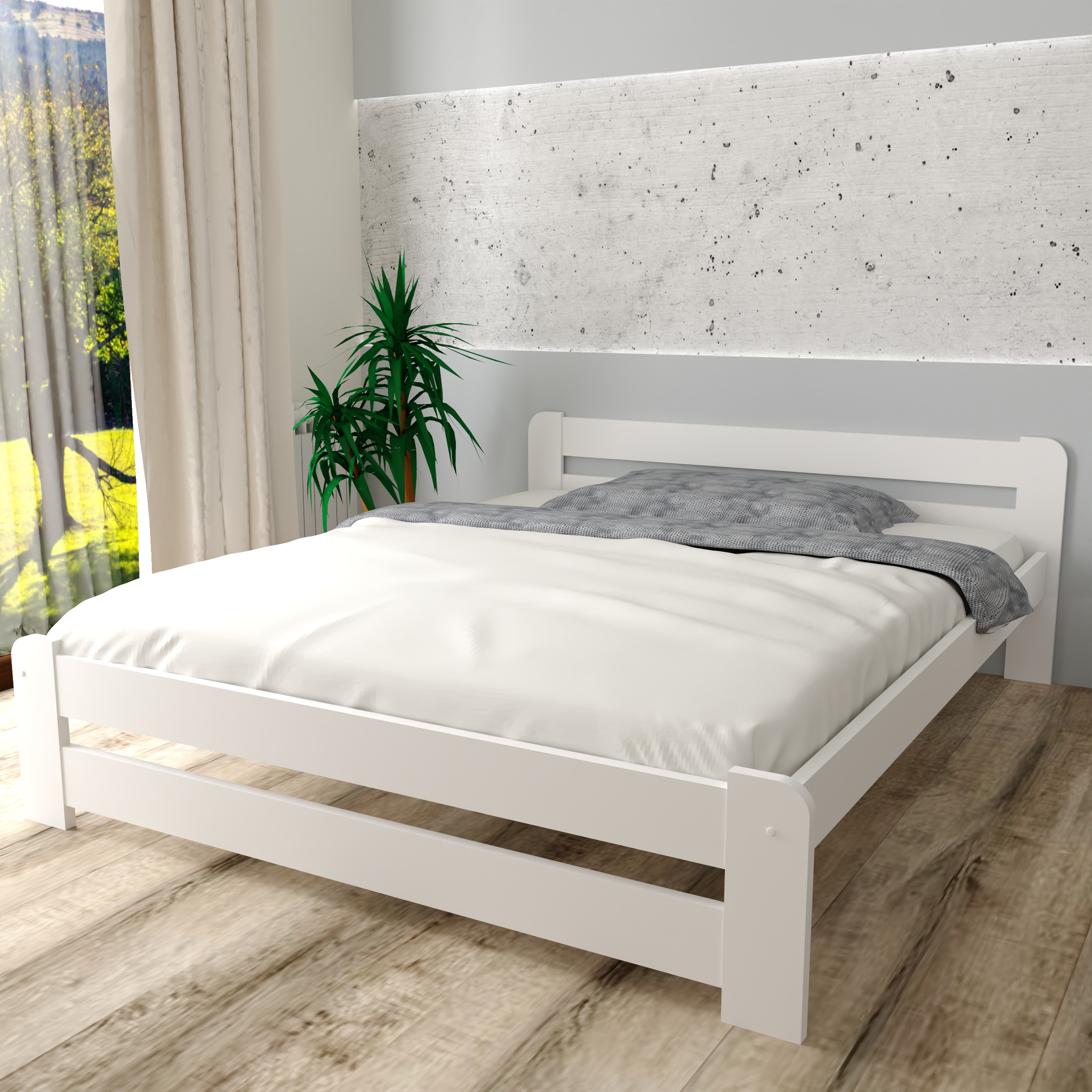 EURO BIAŁE 1 łóżko drewniane Euro 80x200 białe