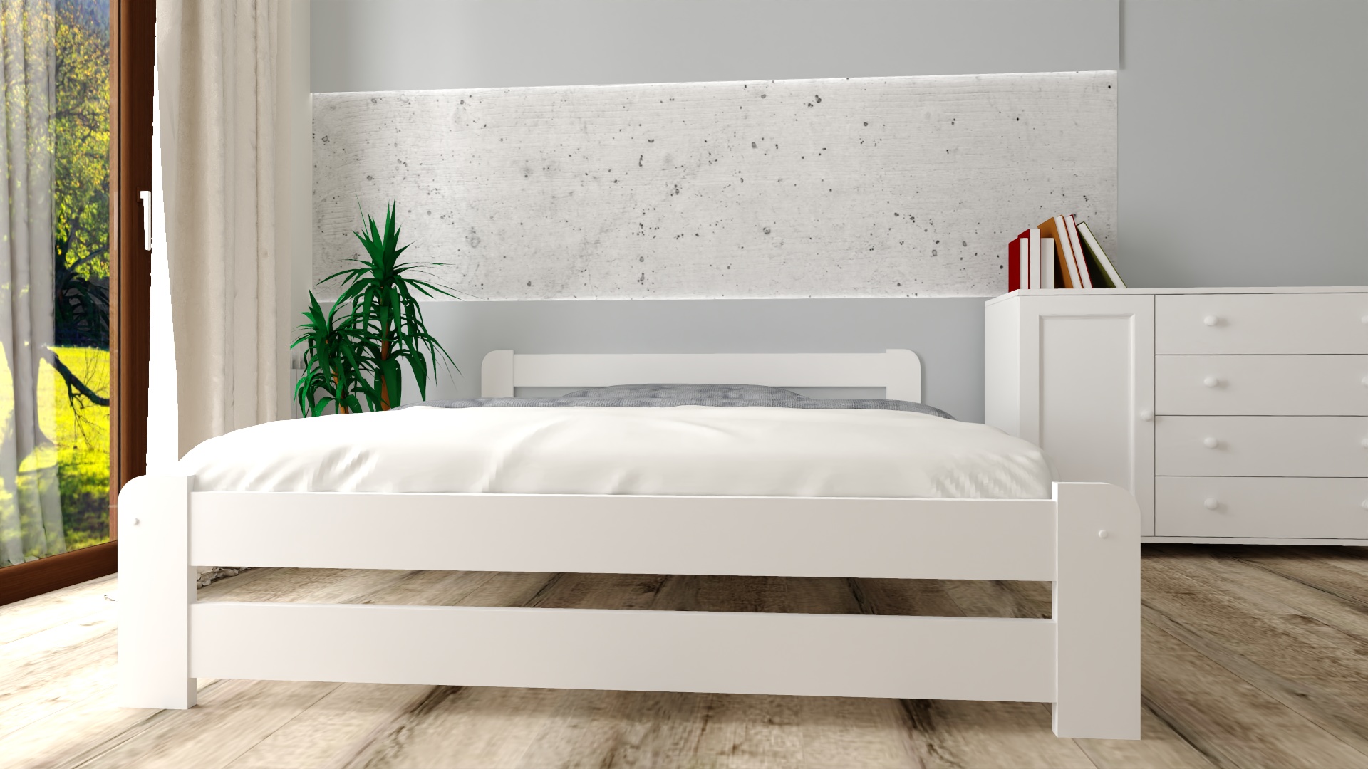 EURO BIAŁE 2 łóżko drewniane EURO 120x200 białe