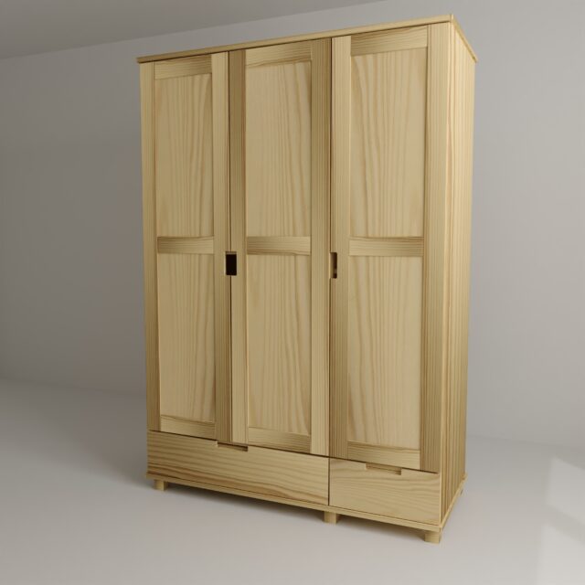 SZ3LEGNA SOSNA szafa 3-drzwiowa z półkami + 2 szuflady 2
