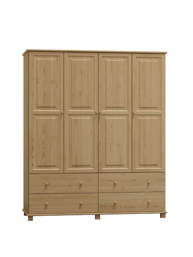 szafa podwojna 90tka szafa 4-drzwiowa z wieszakiem i półkami 160 cm + 4 szuflady