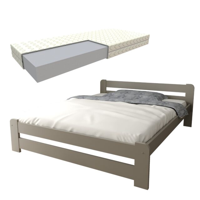 EURO SZARE podwójne + pianka zestaw łóżko euro szare + materac