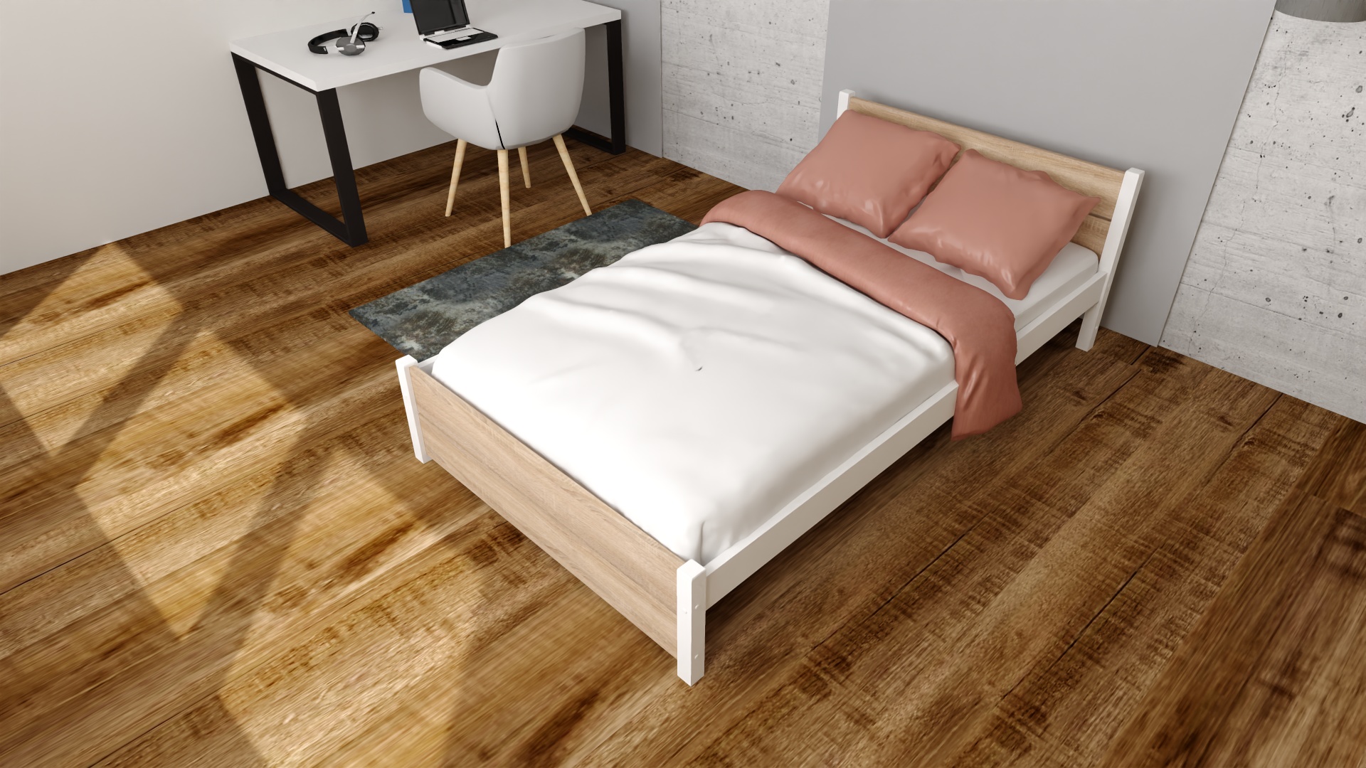 LAURA DS - rzut 4 Zestaw łóżko LAURA Dąb sonoma + materac 7