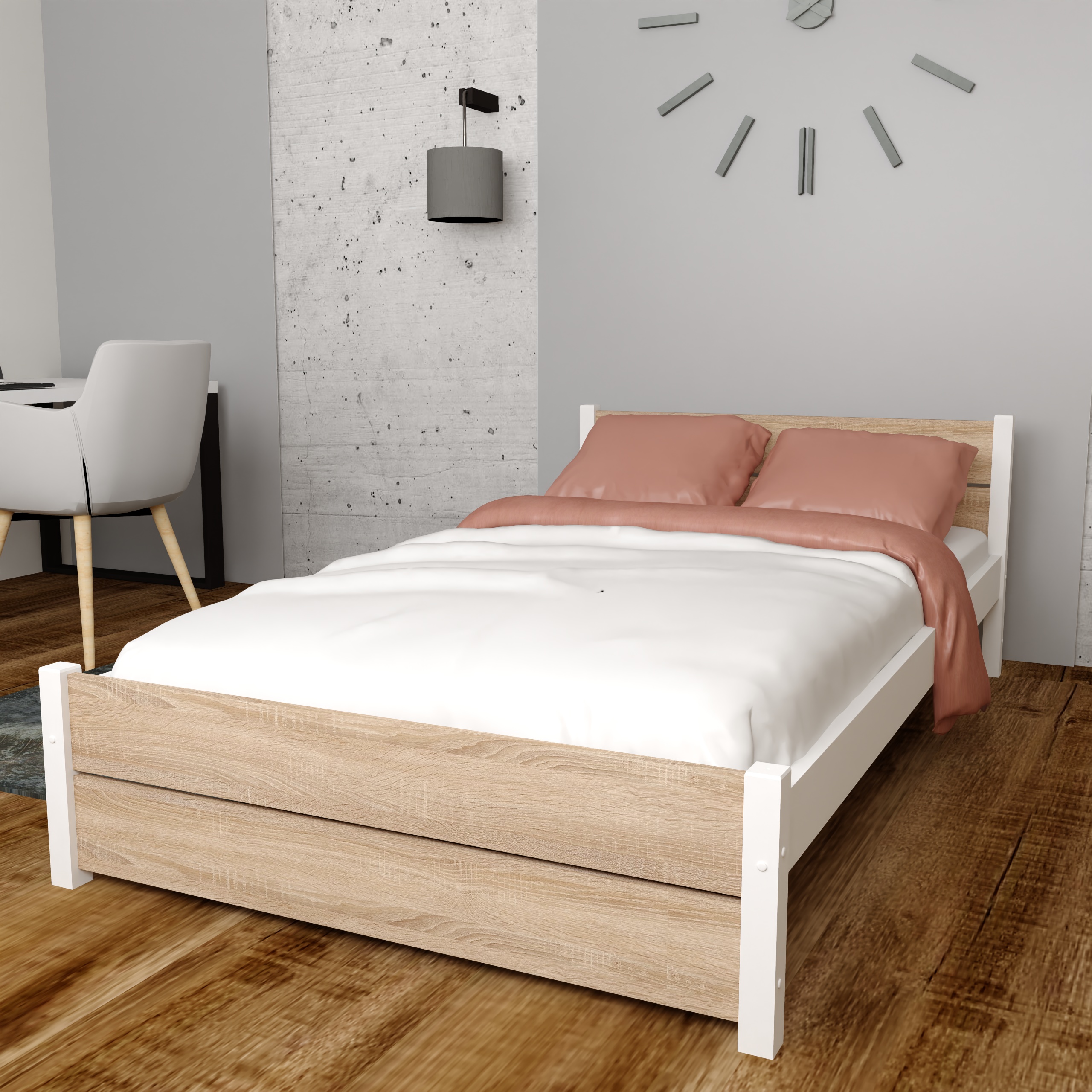 LAURA MINIATURKA DĄB SONOMA Zestaw łóżko LAURA Dąb sonoma + materac 5