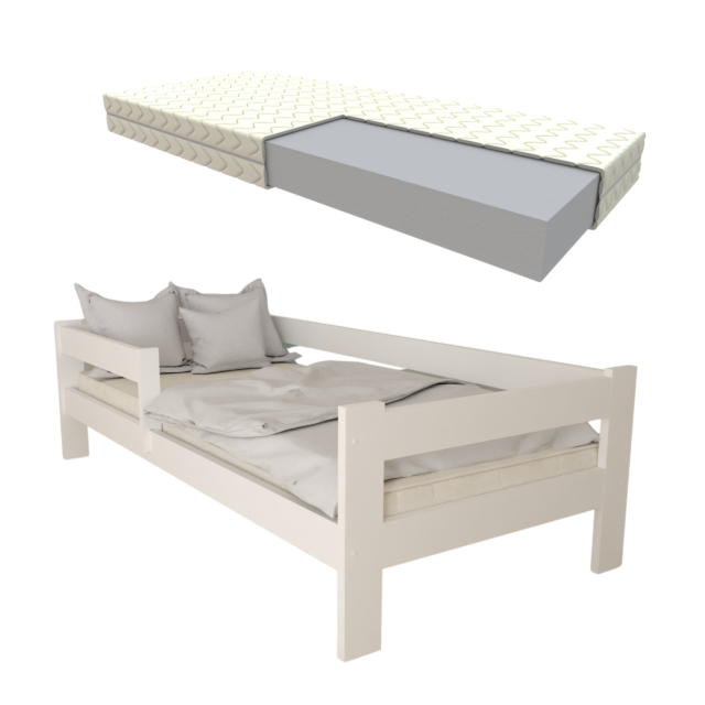 ALA Białe + pianka zestaw łóżko dziecięce ALA sosna + materac