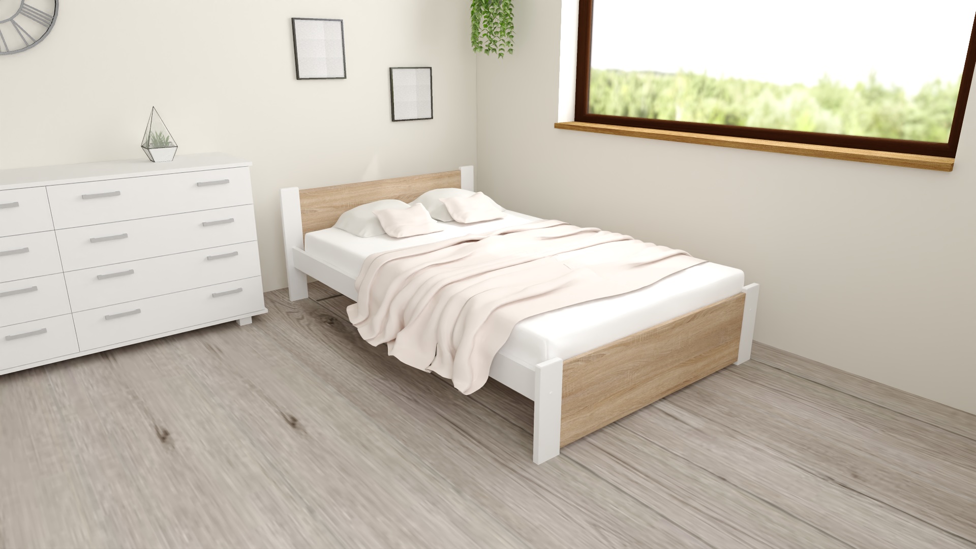 D3 DS Rzut 2 Zestaw łóżko D3 dąb + materac 8