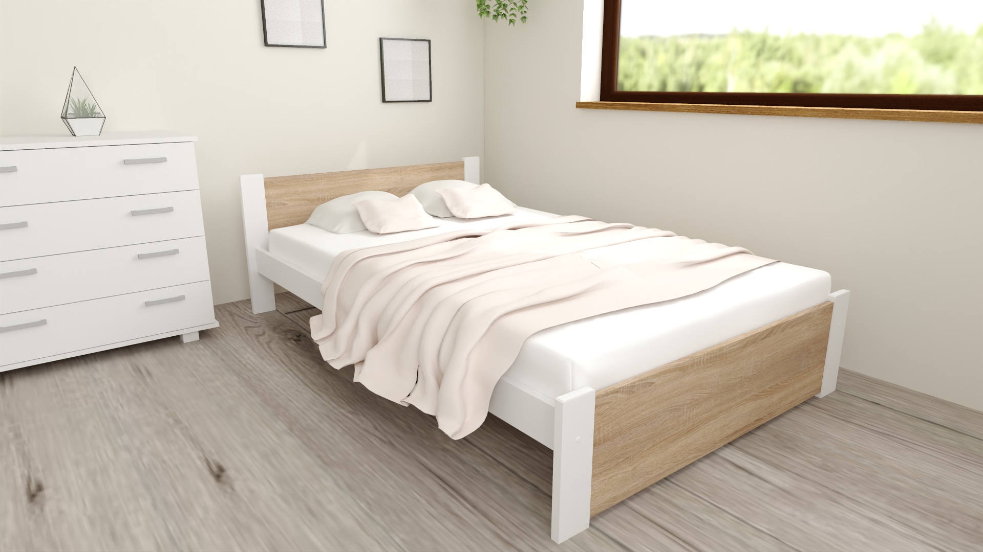 D3 DS Rzut 3 Zestaw łóżko D3 dąb + materac 7