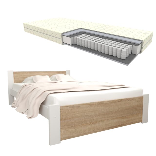 D3 DS z pościelą + kieszonka Zestaw łóżko D3 dąb + materac 4