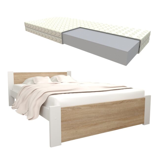 D3 DS z pościelą + pianka Zestaw łóżko D3 dąb + materac 5