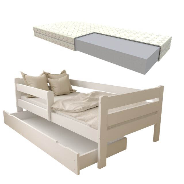 EDI NOWE Białe + szuflada + materac - Miniaturka zestaw łóżko dziecięce EDI 2