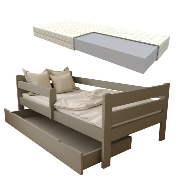 EDI NOWE Szare + szuflada + materac - Miniaturka łóżko dziecięce EDI 4