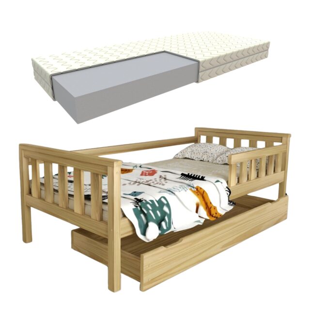 FRANIO SOSNA + pianka z kołdrą + szuflada zestaw łóżko FRANIO białe z szufladą 8