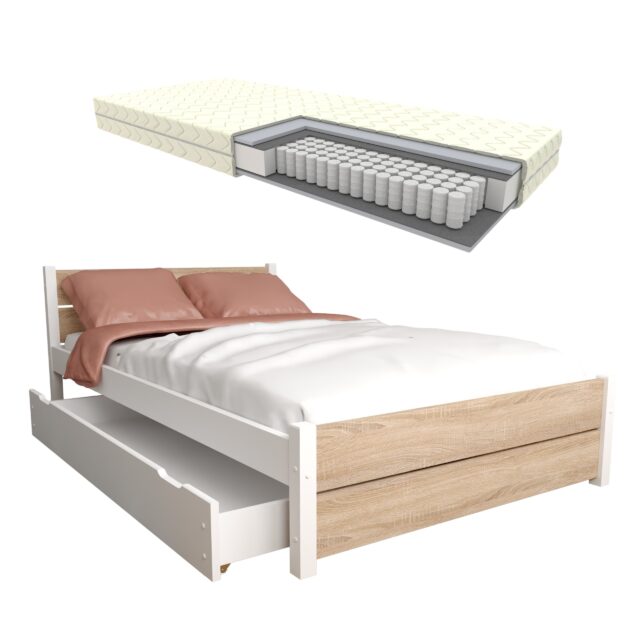 LAURA DS szuflada+kieszonka+pościel zestaw łózko LAURA dąb 2