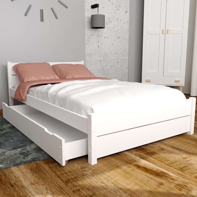 LAURA MINIATURKA BIAŁA + SZUFLADA łóżko LAURA dąb 11