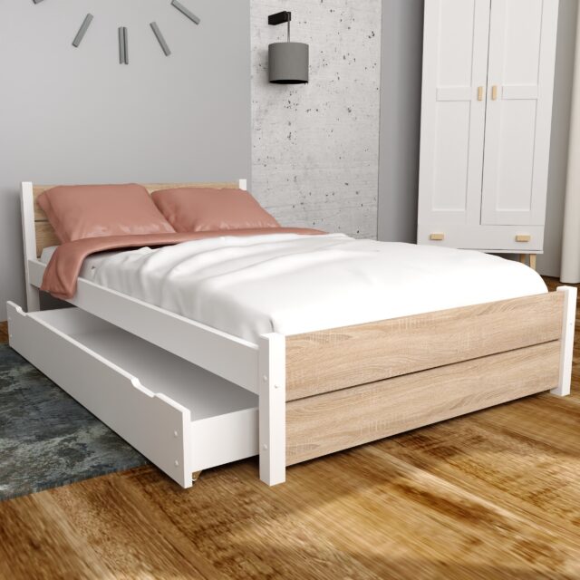 LAURA MINIATURKA DĄB SONOMA + SZUFLADA łóżko LAURA dąb 12