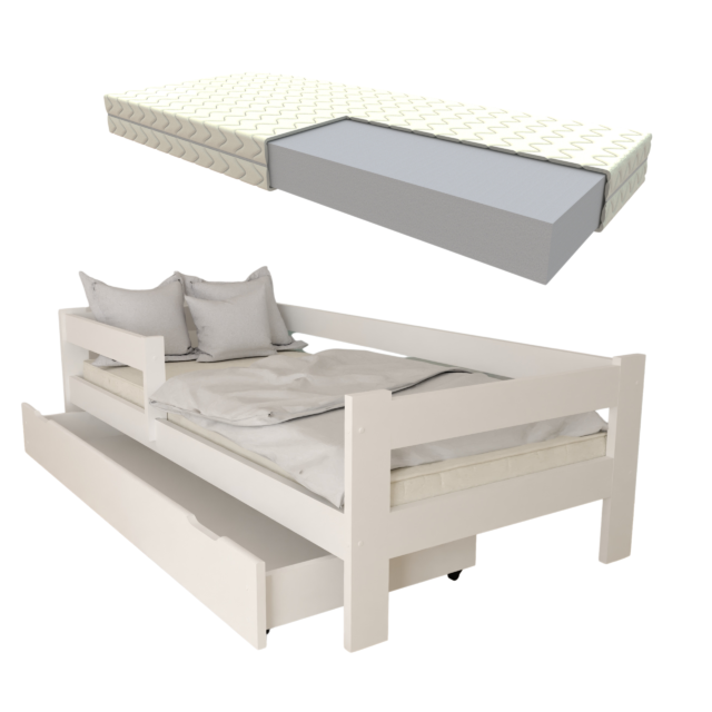 ALA Białe + szuflada + pianka zestaw łóżko dziecięce ALA 18