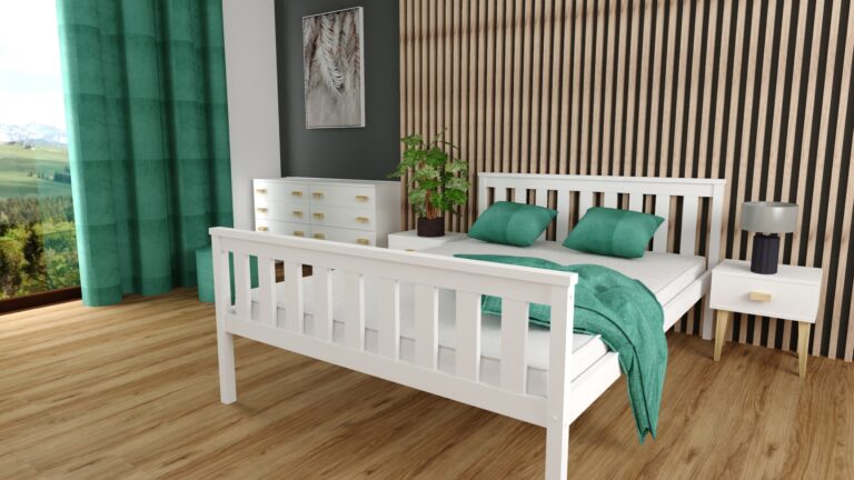 sypialnia z białym łózkiem - inspiracje